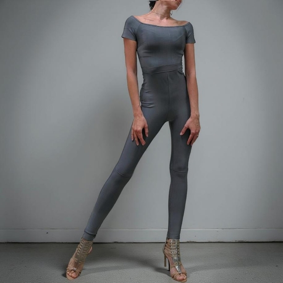 Gray Shiny Jumpsuit - Picture 6 of 8